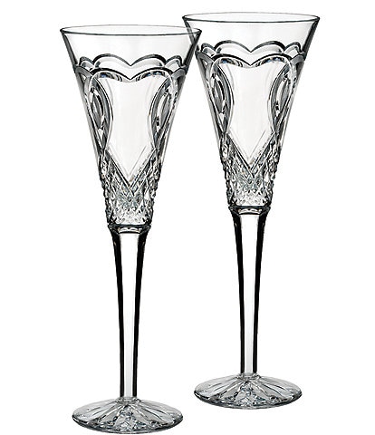 Waterford Wedding Collection Heart-Etched Diamond-Cut Crystal Toasting Flute Pair