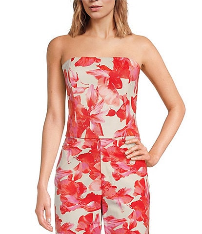 WAYF Brightly Floral Print Coordinating Strapless Top