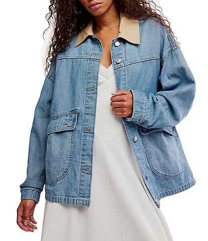 We The Free Lemon Point Collar Long Sleeve Denim Jacket