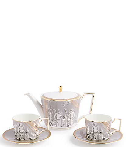 Wedgwood Renaissance Collection Teapot and Teacup Saucer, Set of 2