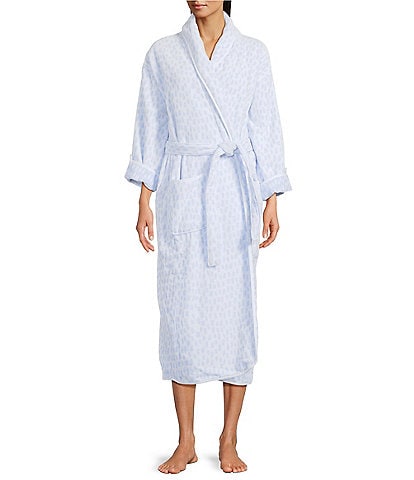 Weezie Rain Drop Long Organic Cotton Plush Terry Robe