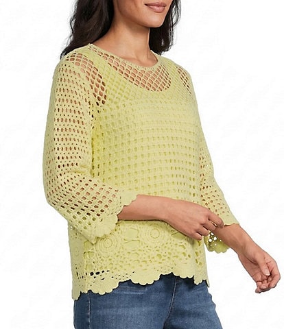 Westbound 3/4 Sleeve Crochet Top