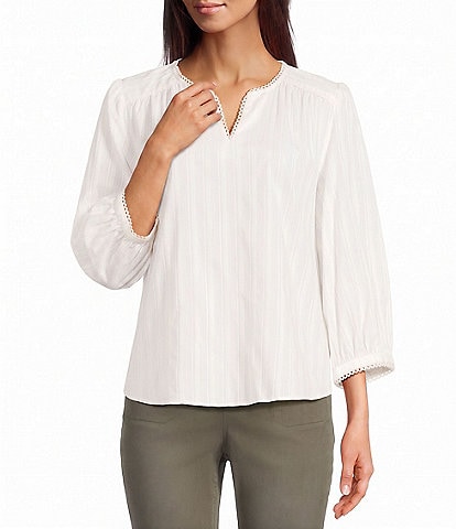 Westbound 3/4 Sleeve V-Neck Woven Top