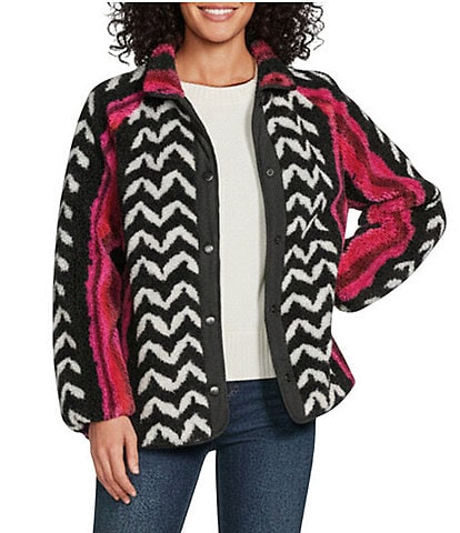 Westbound Abstract Print Long Sleeve Snap-Front Jacket