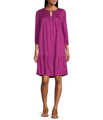 Westbound Bracelet Sleeve Tie Neck Dress