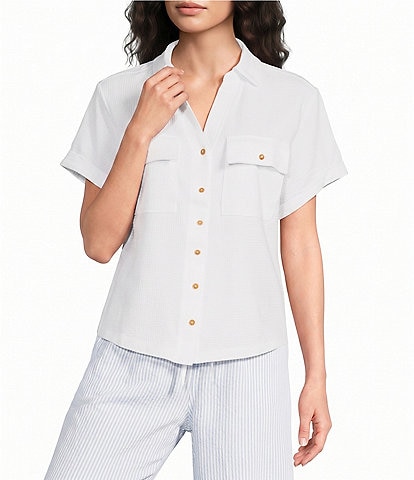 Westbound Button Down Rolled Sleeve Top