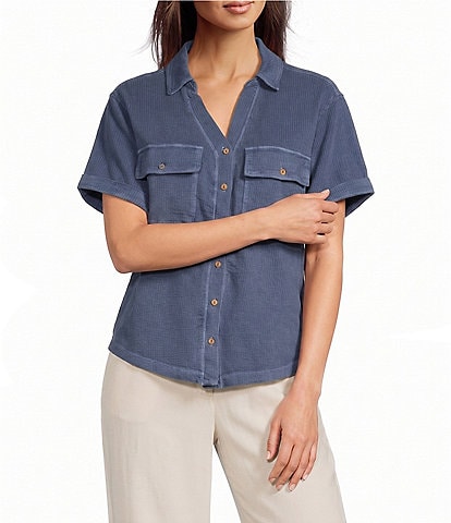 Westbound Button Down Rolled Sleeve Top
