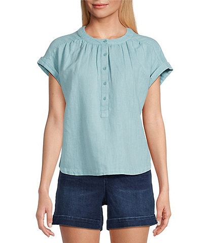 Westbound Cap Sleeve Henley Top