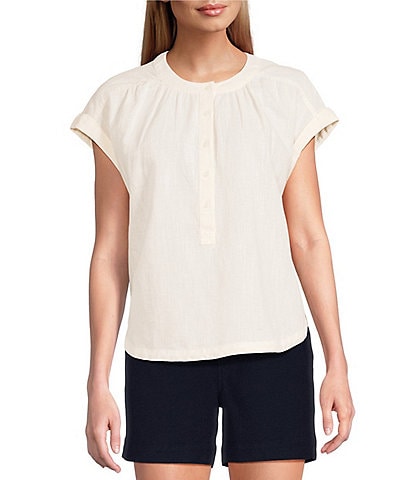 Westbound Cap Sleeve Henley Top