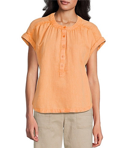 Westbound Cap Sleeve Henley Top