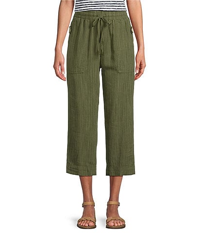Westbound Crop High Rise Pull-On Linen-Blend Utility Pants