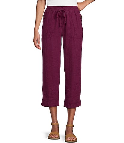 Westbound Crop High Rise Pull-On Linen-Blend Utility Pants