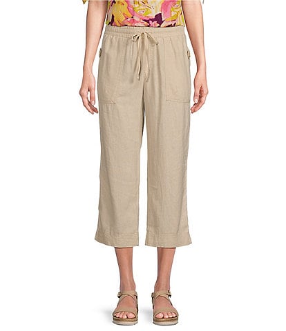 Westbound The ISLAND Crop Pull-On Mid Rise Wide Leg Drawstring Waist Pant