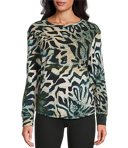 Westbound Dark Denim Animal Pigment Long Sleeve Crew Neck Pullover