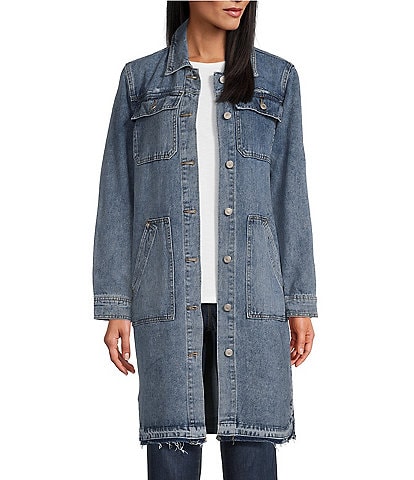 Westbound Denim Long Sleeve Button Front Duster Jacket