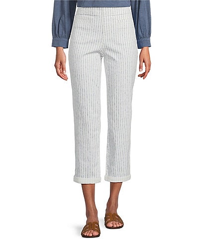 Westbound Herringbone Striped High Rise Crop Pants