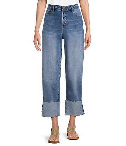 Westbound Cropped High Rise Wide Cuff Straight Leg Jeans