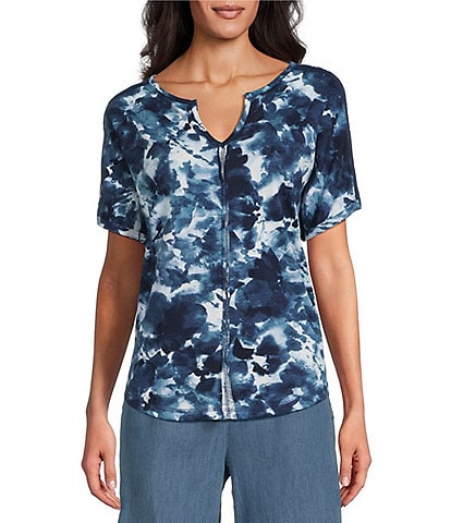 Westbound Inkblot Print Knit Short Sleeve Top