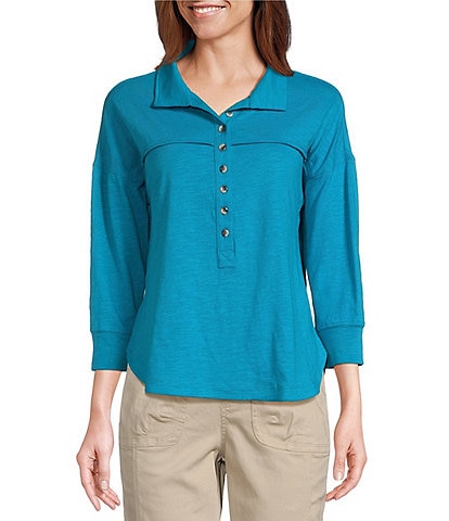 Westbound Knit Elbow Sleeve Henley Top