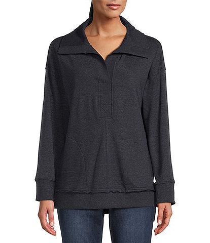 Westbound Knit Long Sleeve Hi-Low Henley Top