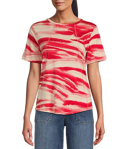 Westbound Short Sleeve Seam V-Neck Relaxed Tee Shirt