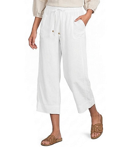 Westbound Linen Blend Flat Front Pull-On Crop Pants