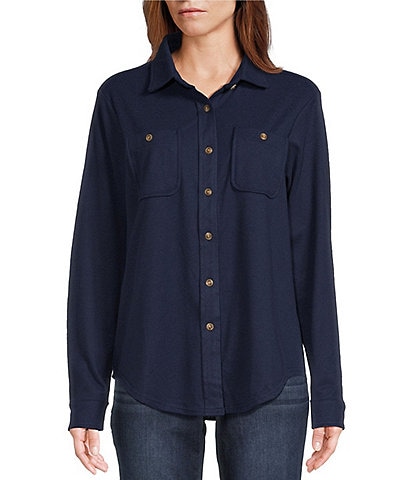 Westbound Long Sleeve Collared Button Front Top