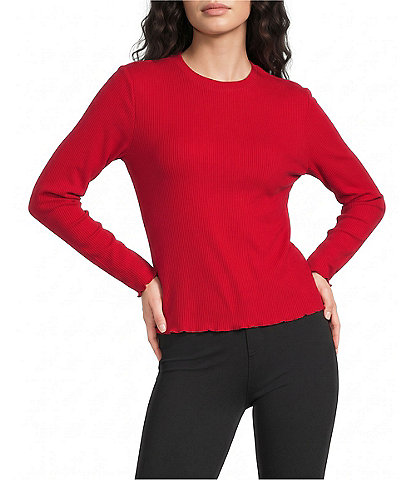 Westbound Long Sleeve Crew Neck Ribbed Top