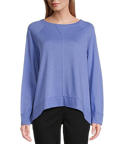 Westbound Long Sleeve Knit Crew Neck Ribbed Hem Pullover Top