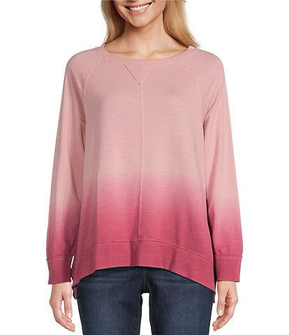 Westbound Long Sleeve Knit Crew Neck Ribbed Hem Pullover Top