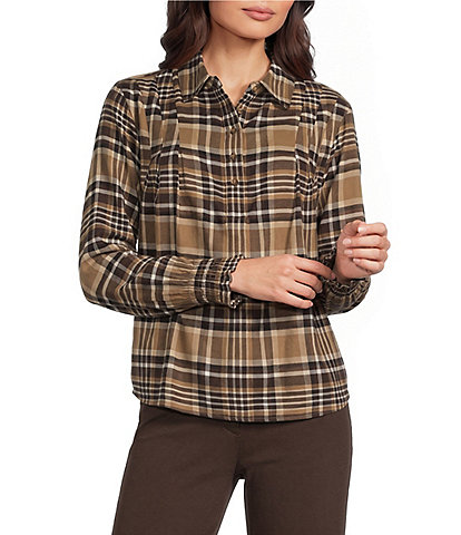 Westbound Long Sleeve Y-Neck Button Front Blouse