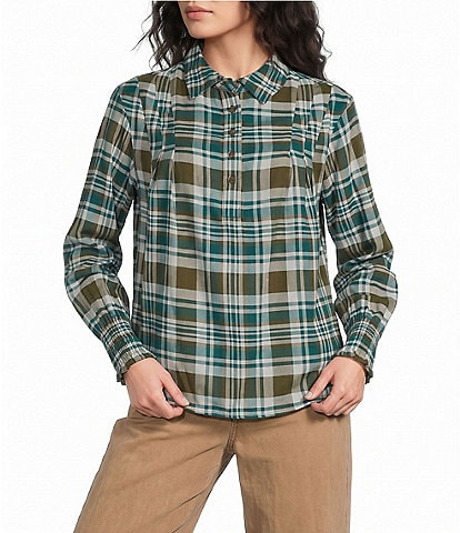 Westbound Long Sleeve Y-Neck Button Front Blouse