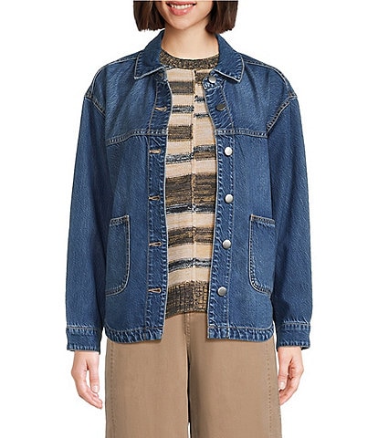 Westbound Long Sleeved Button Front Denim Jacket