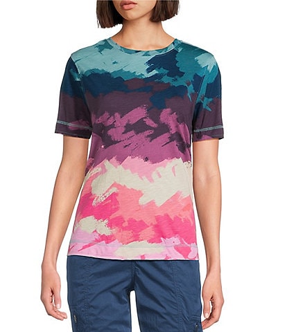 Westbound Painted Landscape Short Sleeve Crew Neck Top