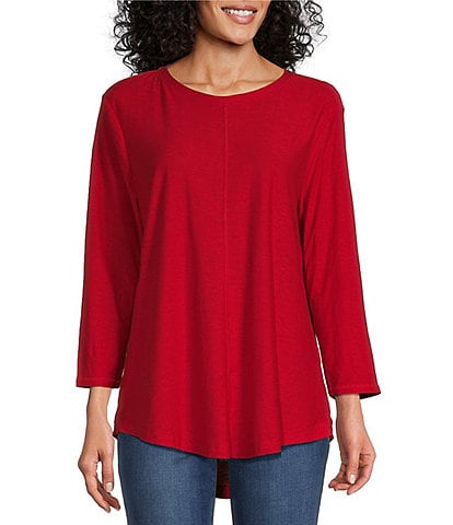 Westbound Petite Size 3/4 Sleeve Knit Crew Neck Top