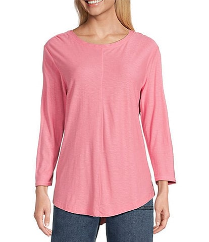 Westbound Petite Size 3/4 Sleeve Knit Crew Neck Top