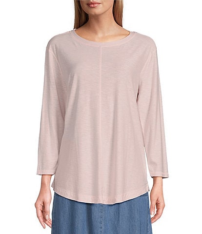 Westbound Petite Size 3/4 Sleeve Knit Crew Neck Top