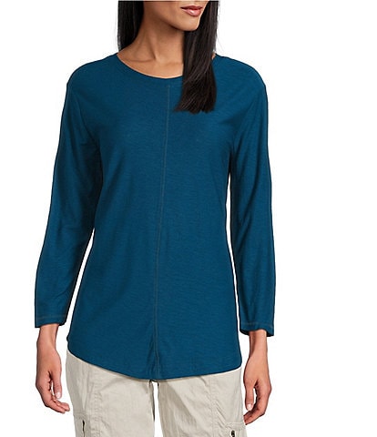 Westbound Petite Size 3/4 Sleeve Knit Crew Neck Top