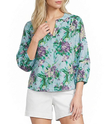 Westbound Petite Size 3/4 Sleeve V-Neck Blouse