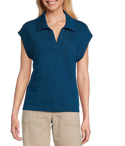Westbound Petite Size Cap Sleeve Collared Top