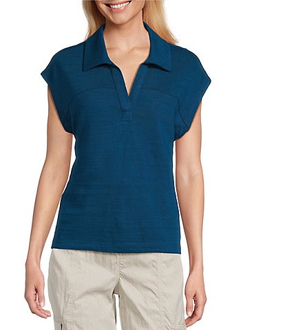 Westbound Petite Size Cap Sleeve Collared Top