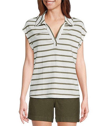Westbound Petite Size Cap Sleeve Polo Top