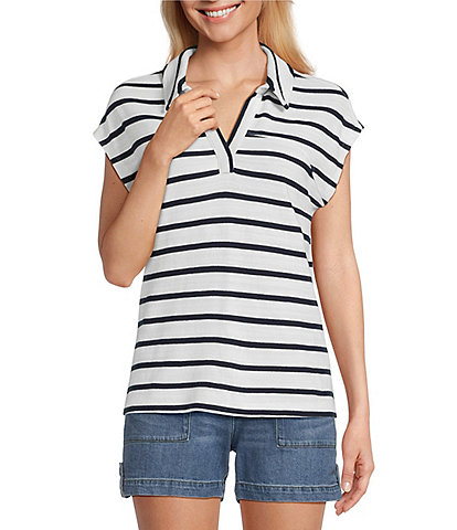 Westbound Petite Size Cap Sleeve Polo Top