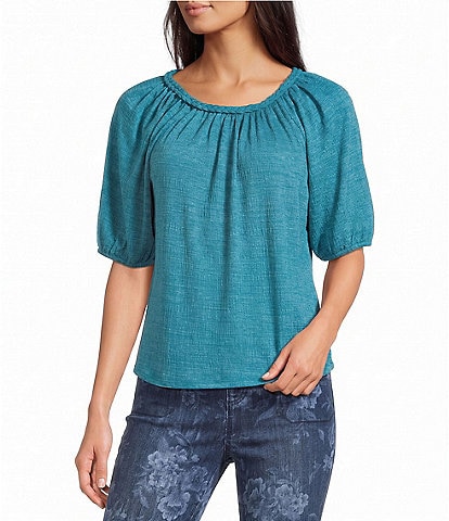 Westbound Petite Size Elbow Sleeve Crew Neck Knit Top