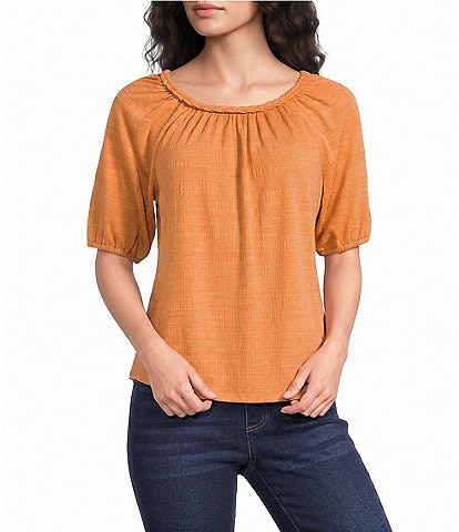 Westbound Petite Size Elbow Sleeve Crew Neck Knit Top