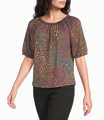 Westbound Petite Size Elbow Sleeve Crew Neck Knit Top
