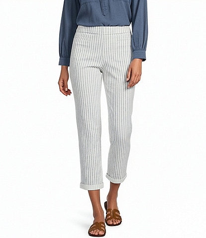 Westbound Petite Herringbone Striped High Rise Crop Pants
