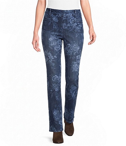 Westbound Petite Size High Rise Patch Pocket Straight Leg Pull-On Pants