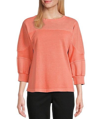 Westbound Petite Size Knit 3/4 Sleeve Crew Neck Pullover
