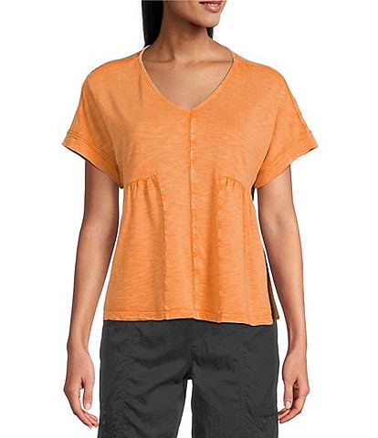 Westbound Petite Size Knit V-Neck Flowy Top